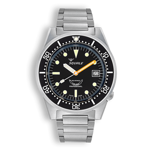 Squale 1521 Black Blasted — Acier sablé — vue de face