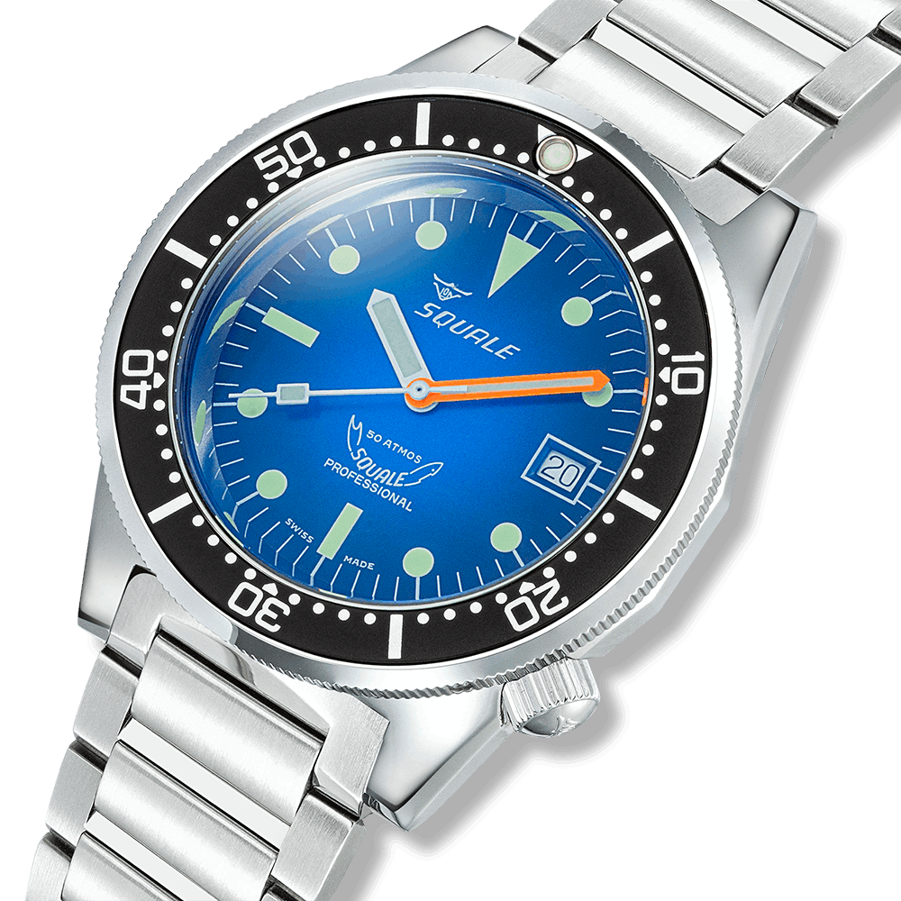 Squale 1521 Blue Ray — Acier — détail de la montre