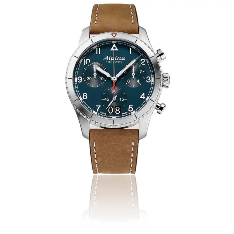 ALPINA: STARTIMER PILOT QUARTZ CRONÓGRAFO BIG DATE AZUL PETRÓLEO