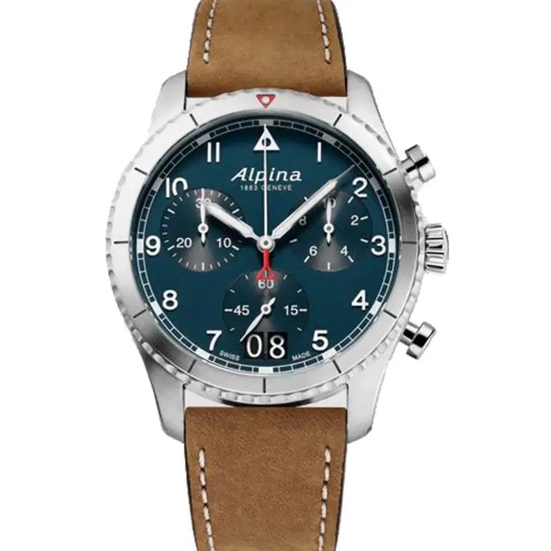 ALPINA: STARTIMER PILOT QUARTZ CRONÓGRAFO BIG DATE AZUL PETRÓLEO