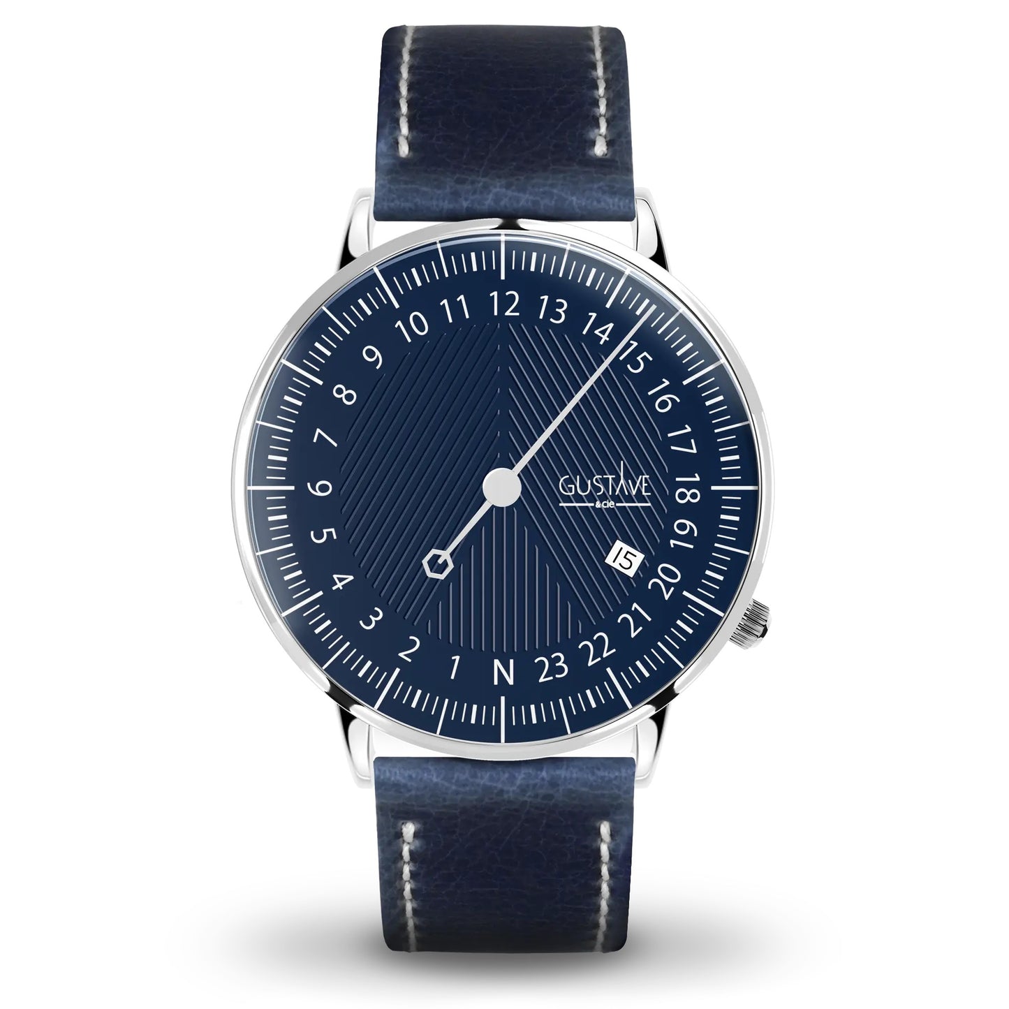 GUSTAVE: ANDRÉ 24H SILVER AND BLUE - LEATHER BUT BLUE