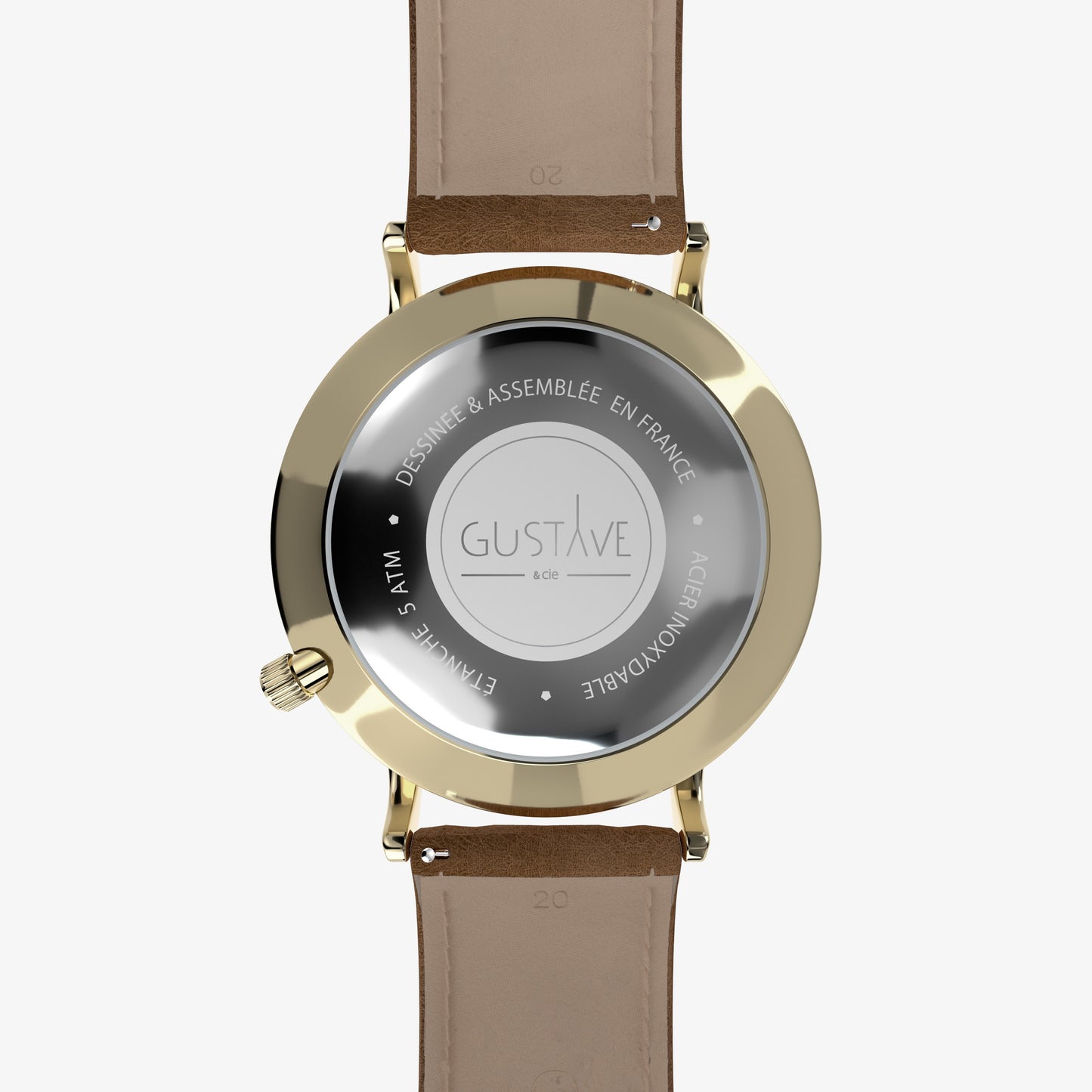 GUSTAVE: ANDRÉ 24H ORO Y VERDE - CUERO MARRÓN