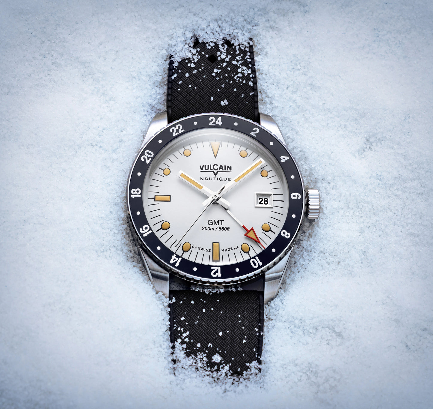 VULCAIN : SKINDIVER GMT BLANC - LUMINOVA BEIGE