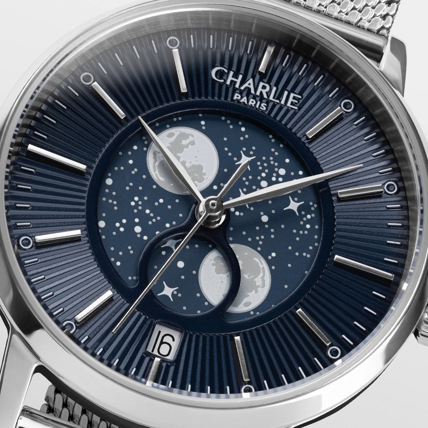 CHARLIE PARIS : SULLY QUARTZ PHASE DE LUNE ACIER & BLEU