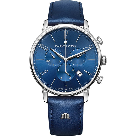 MAURICE LACROIX : ELIROS CHRONO QUARTZ 40 BLEU CUIR