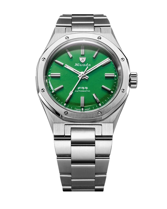 Nivada Grenchen Watch: F77 MKII Jade 100th Anniversary Edition