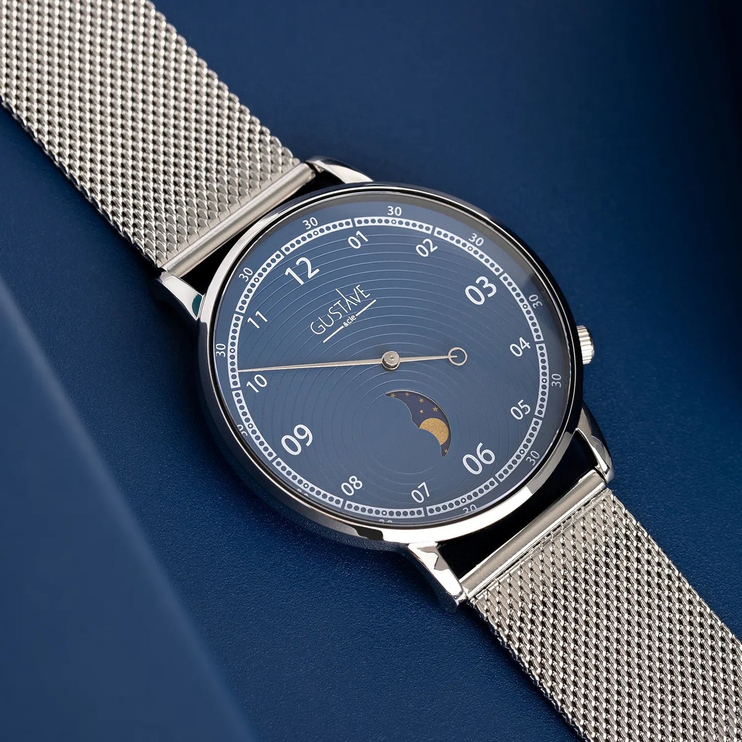 GUSTAVE : GEORGES 12H – PHASE DE LUNE ARGENT ET BLEU - MILANAIS ARGENT