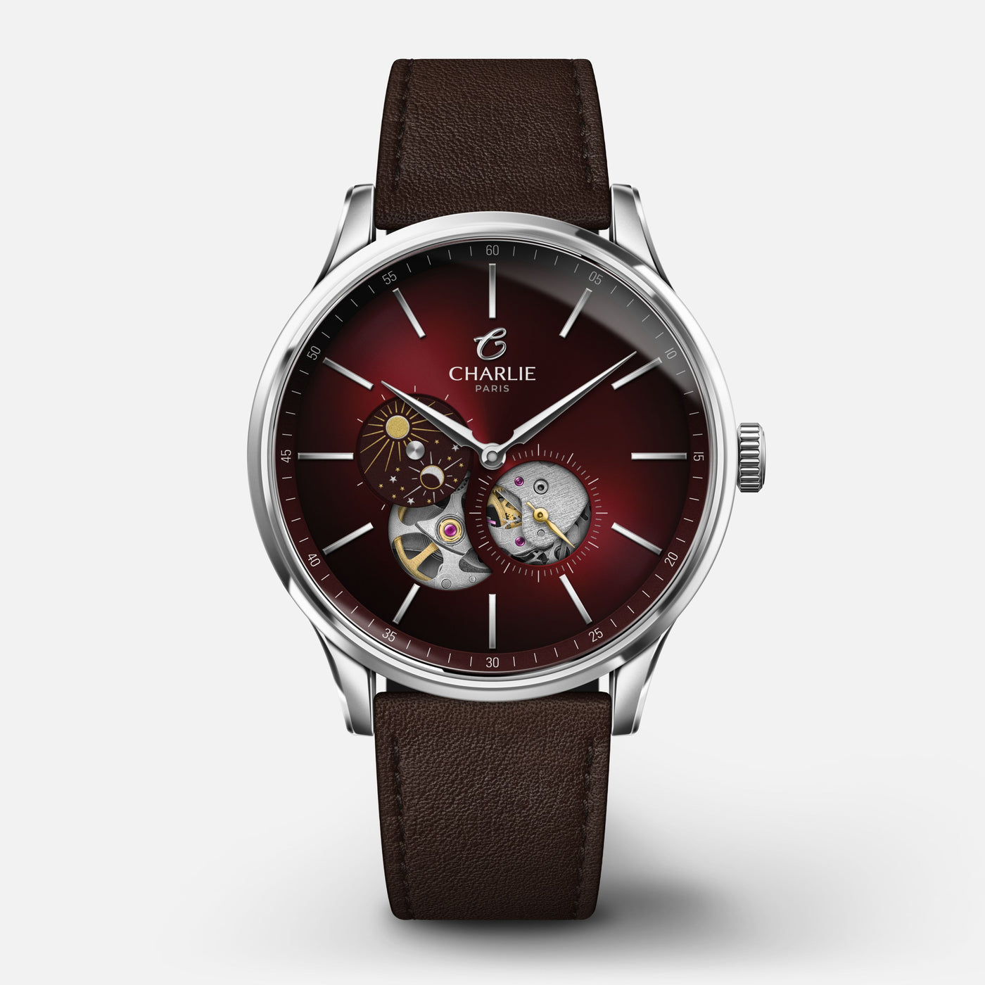 CHARLIE PARIS WATCH: INITIAL OPEN HEART DAY/NIGHT RED