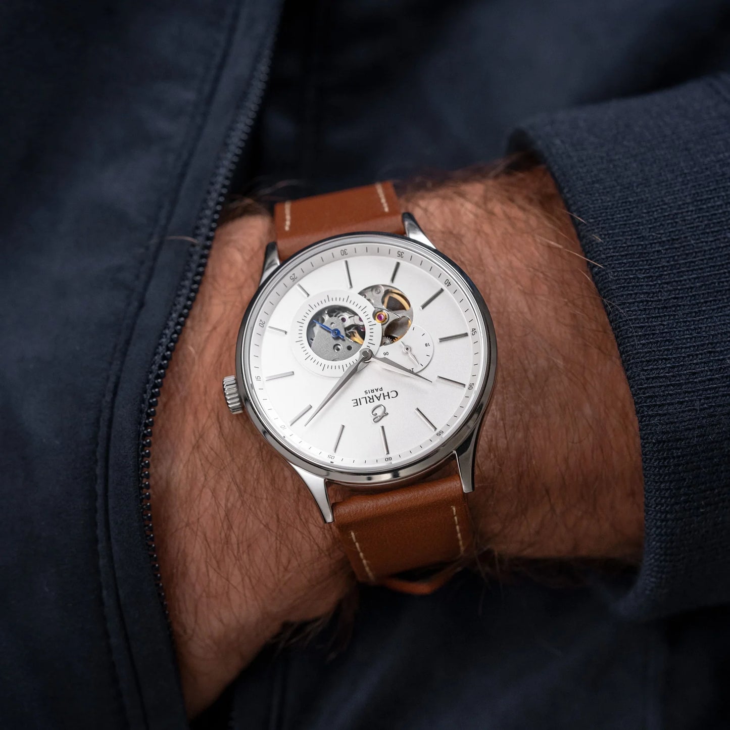 CHARLIE PARIS : INITIAL AUTOMATIQUE CŒUR OUVERT BLANC