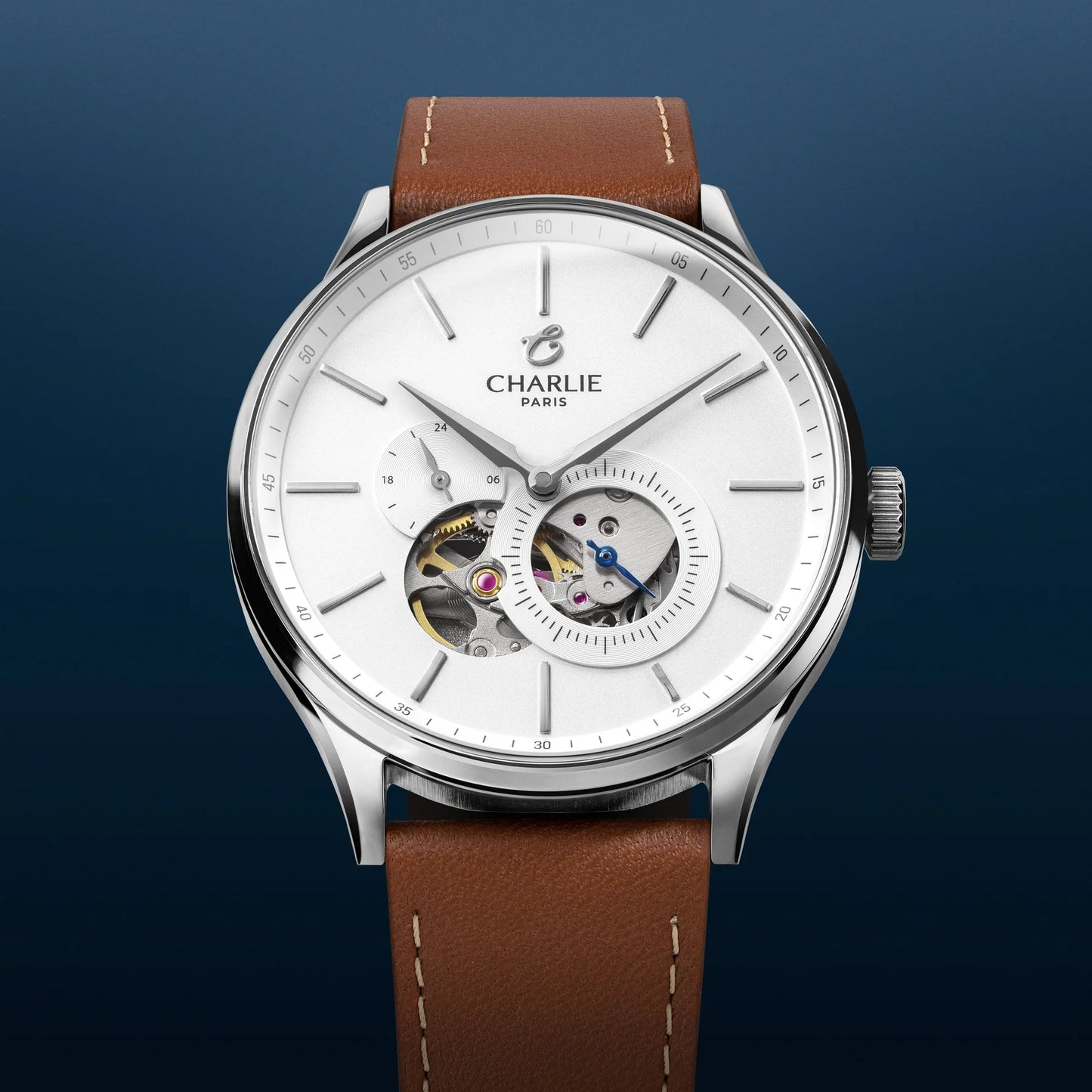 CHARLIE PARIS : INITIAL AUTOMATIQUE CŒUR OUVERT BLANC