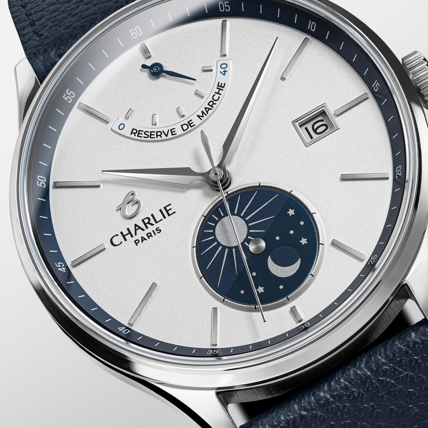 CHARLIE PARIS : INITIAL AUTOMATIQUE JOUR/NUIT BLANC & BLEU