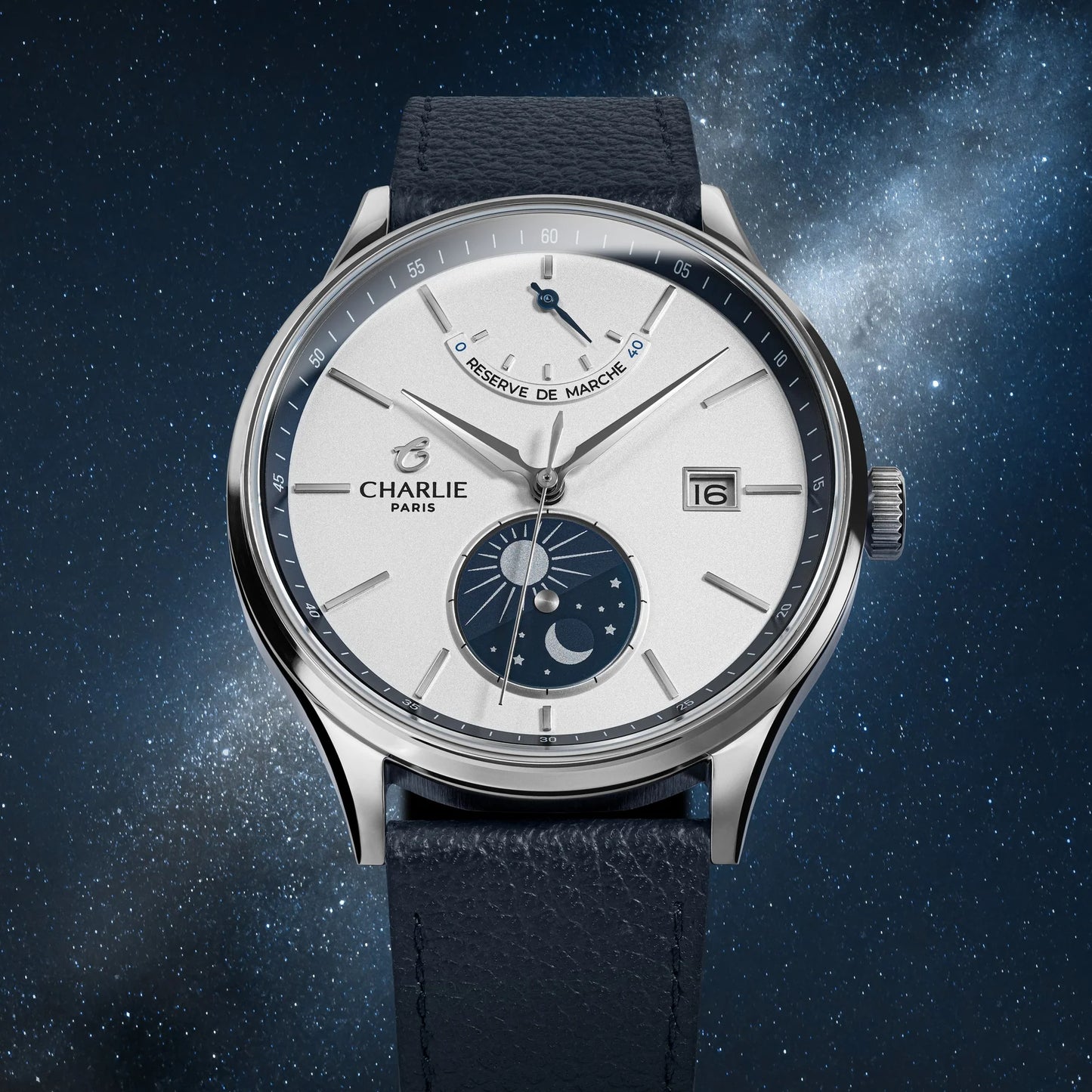 CHARLIE PARIS : INITIAL AUTOMATIQUE JOUR/NUIT BLANC & BLEU
