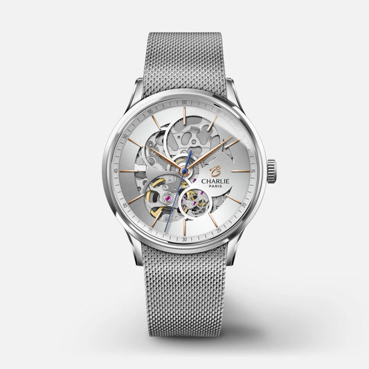 CHARLIE PARIS : INITIAL 36 AUTOMATIQUE AJOURÉE ACIER