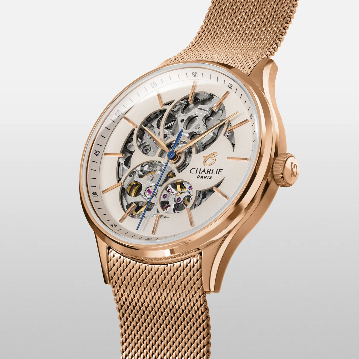 CHARLIE PARIS : INITIAL 36 AUTOMATIQUE AJOURÉE DORÉ ROSE