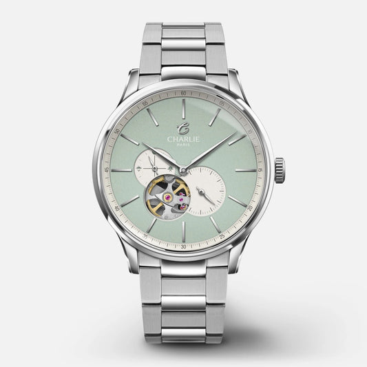 MONTRE CHARLIE PARIS : INITIAL CŒUR OUVERT SPRING GREEN