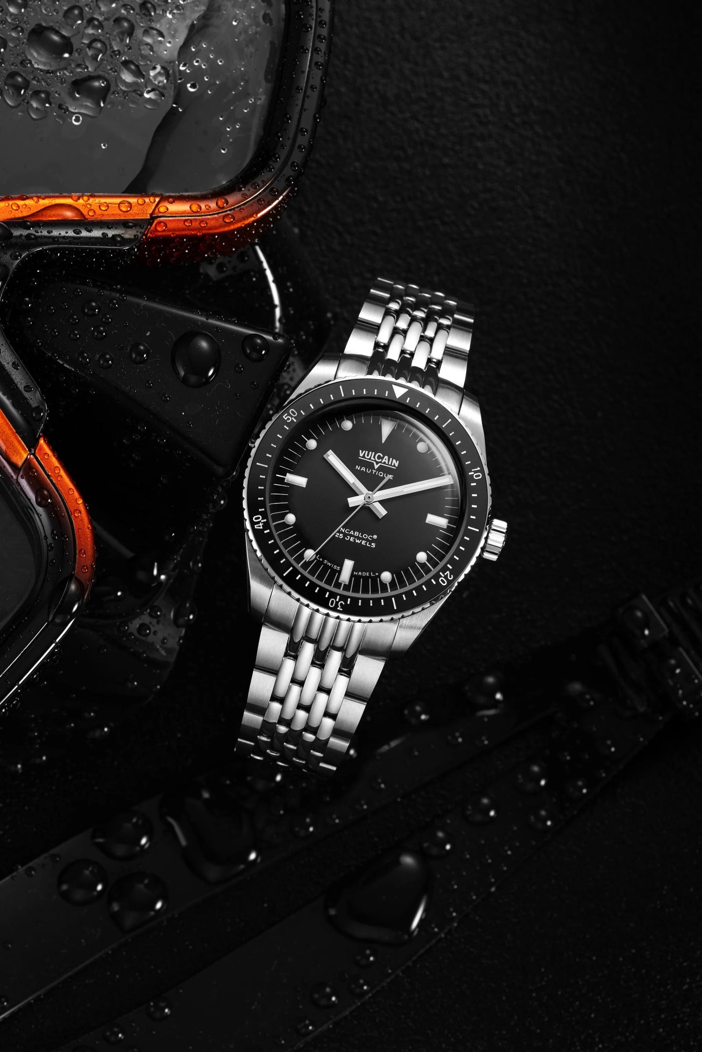 VULCAIN : SKINDIVER NAUTIQUE NOIR - INDEX BLANCS