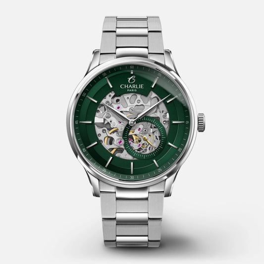 CHARLIE PARIS WATCH: INITIAL GREEN SKELETON