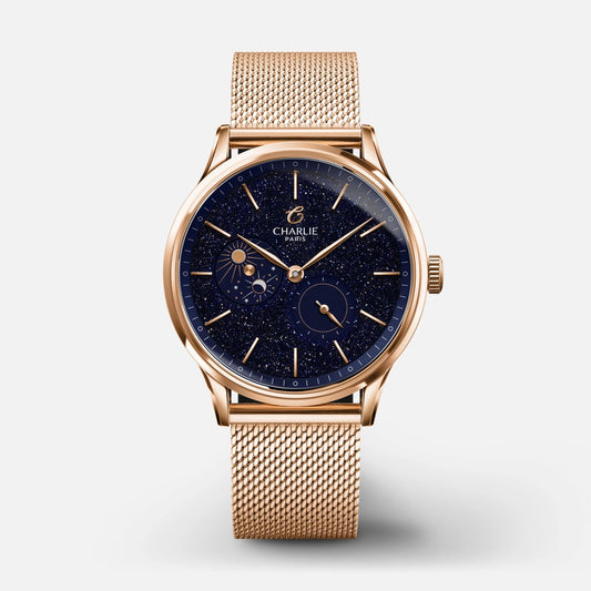 CHARLIE PARIS WATCH: INITIAL 36 DAY/NIGHT AVENTURINE ROSE GOLD