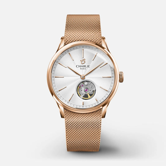 CHARLIE PARIS WATCH: INITIAL 35 OPEN HEART ROSE GOLD