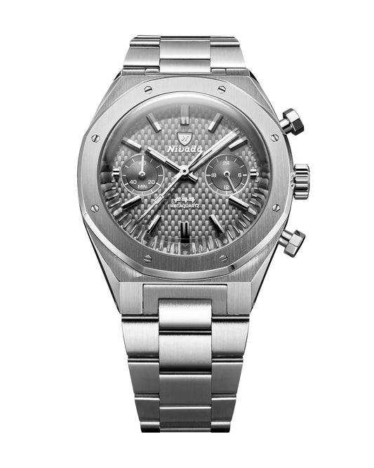 MONTRE NIVADA GRENCHEN : F77 CHRONO MECAQUARTZ GREY 38MM