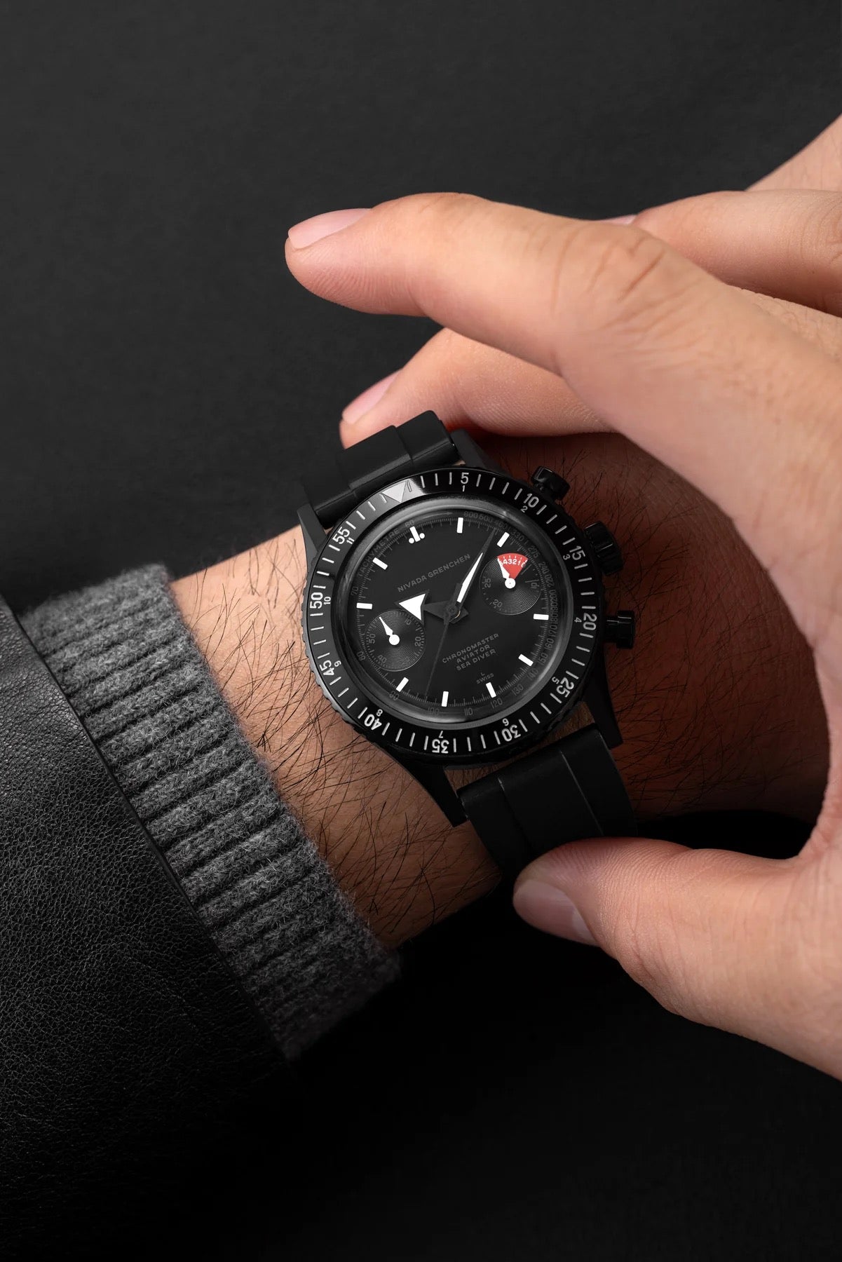 NIVADA GRENCHEN - CHRONOMASTER FULL BLACK - RUBBER - EDITION LIMITÉE 50 PIÈCES