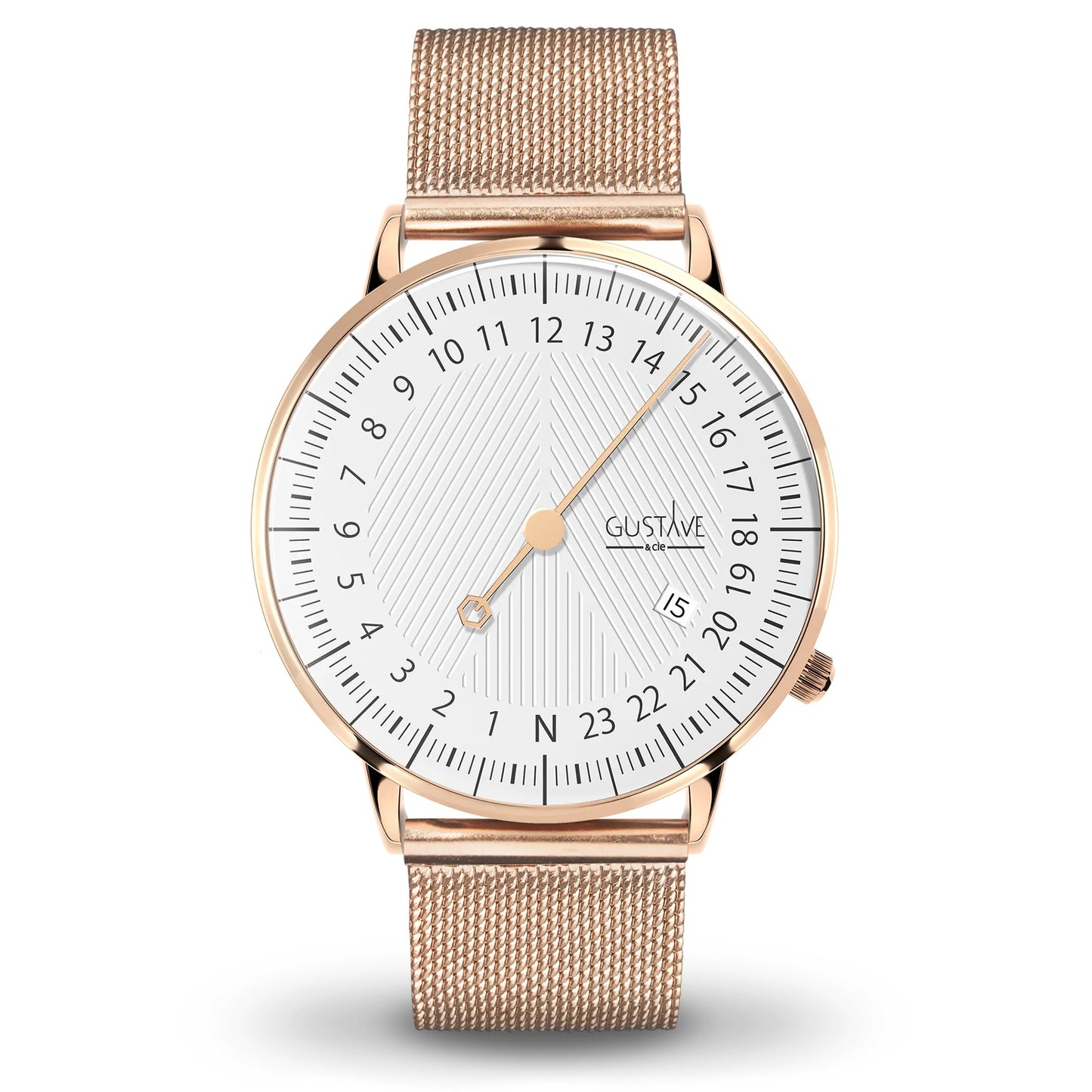 GUSTAVE: ANDRÉ 24H - ESFERA BLANCA - CAJA DE ORO ROSA