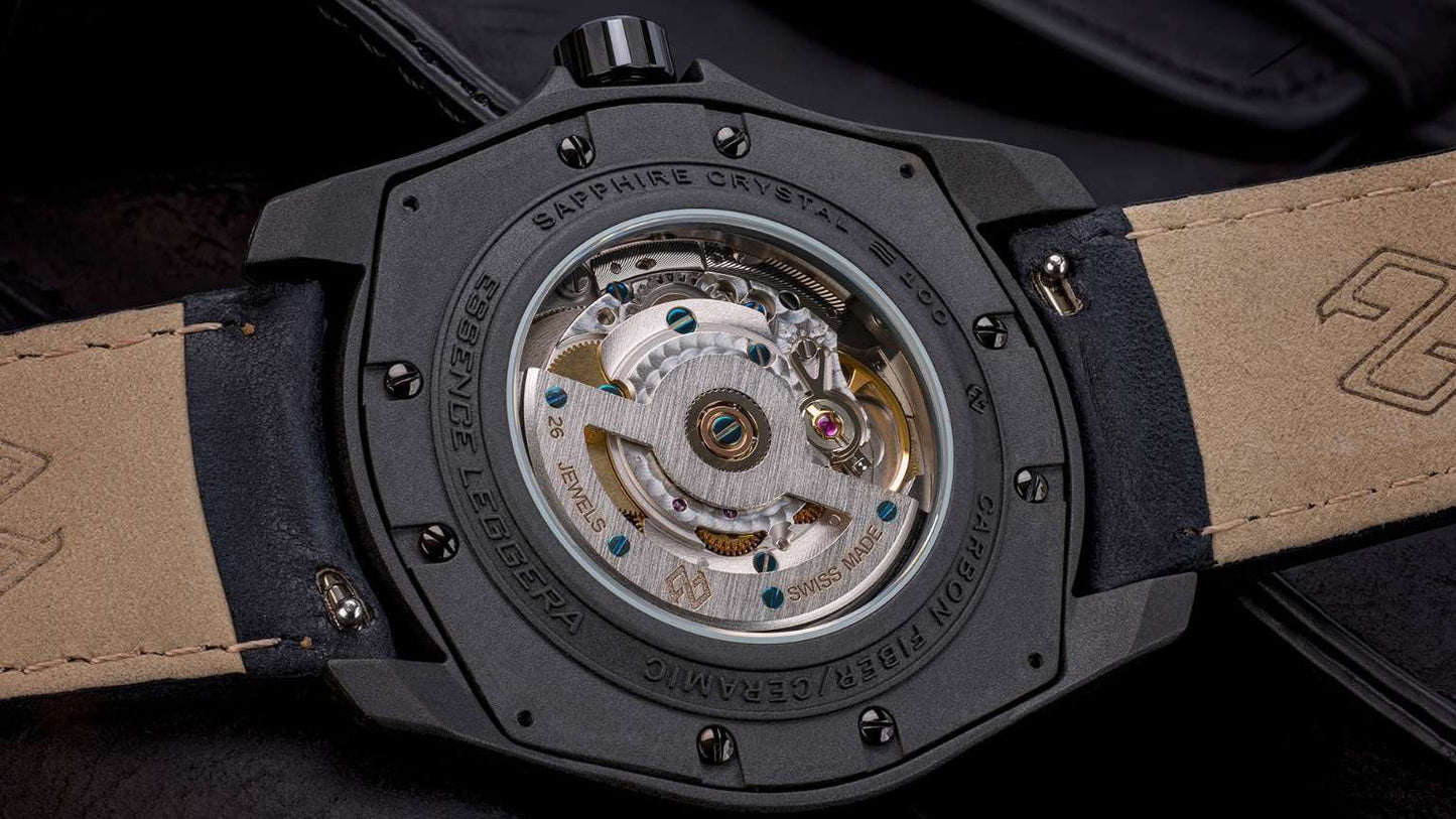 FORMEX: ESSENCE LEGGERA CARBON FORGED 41MM - Cuero cosido blanco