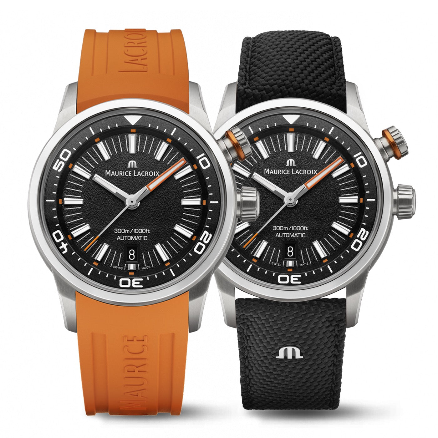 MAURICE LACROIX: PONTOS S DIVER BLACK ORANGE + STRAP