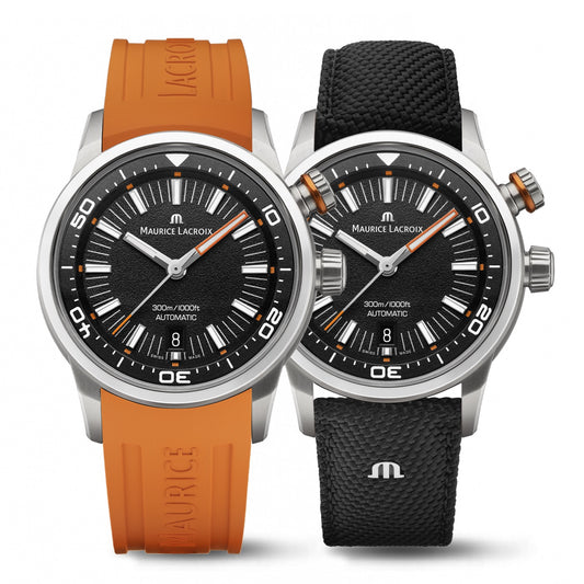 MAURICE LACROIX : PONTOS S DIVER NOIRE ORANGE + STRAP