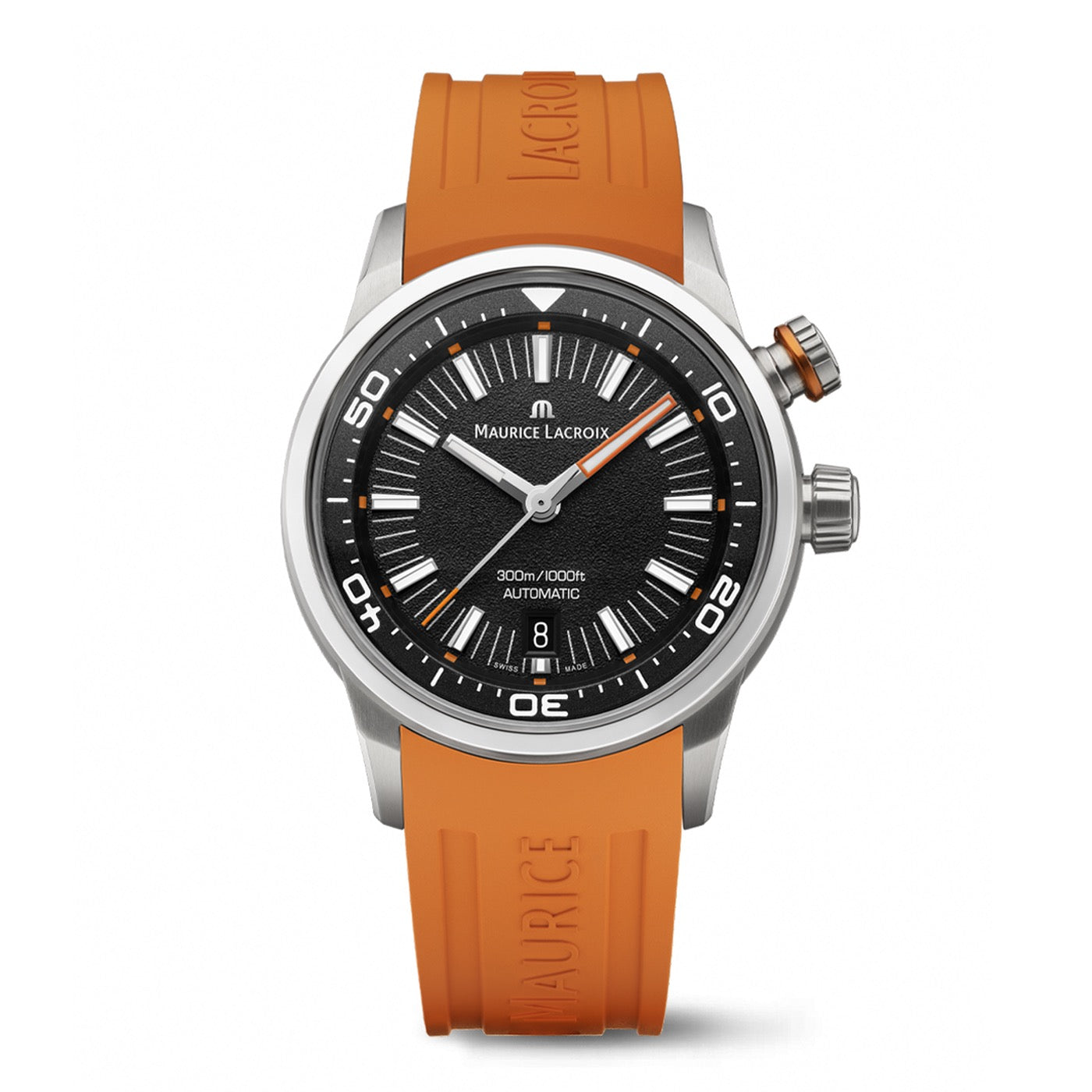 MAURICE LACROIX: PONTOS S DIVER BLACK ORANGE + STRAP