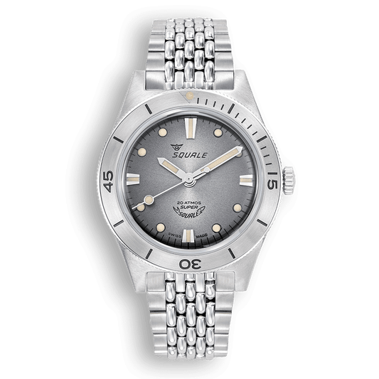 Squale Super Squale Sunray grise — bracelet acier — vue de face