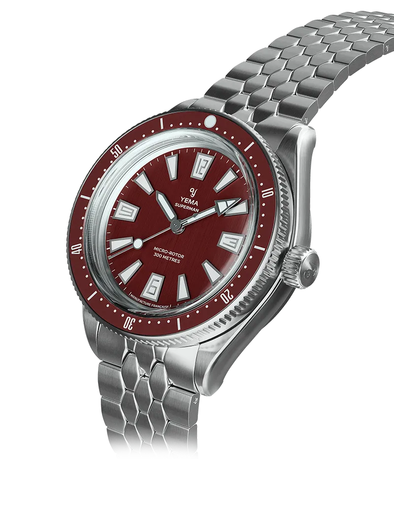 YEMA : SUPERMAN SKIN DIVER CMM.20 - CADRAN ROUGE BORDEAUX