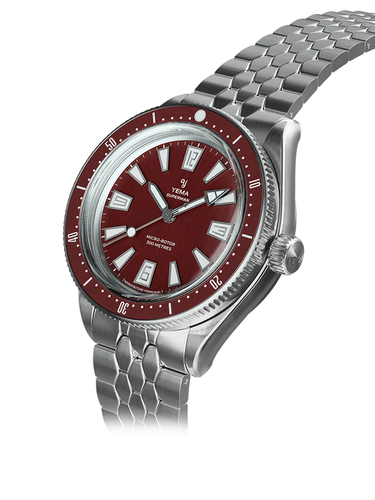 YEMA : SUPERMAN SKIN DIVER CMM.20 - CADRAN ROUGE BORDEAUX