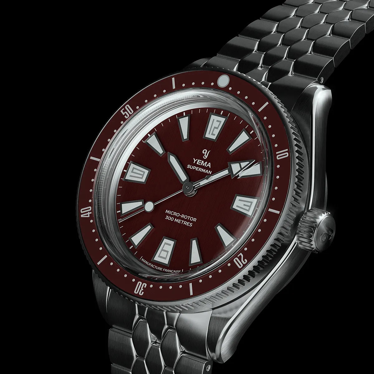 YEMA : SUPERMAN SKIN DIVER CMM.20 - CADRAN ROUGE BORDEAUX