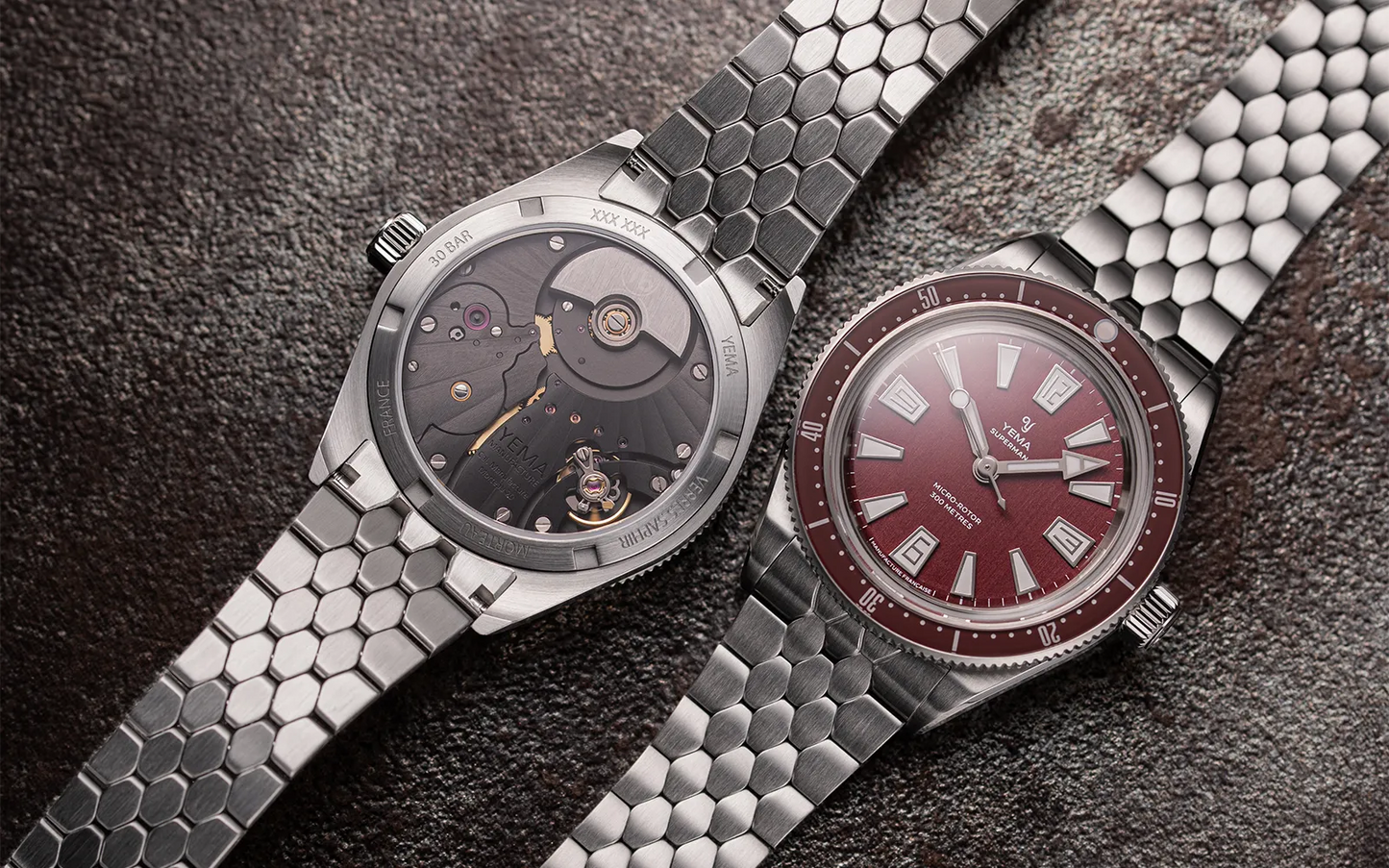 YEMA : SUPERMAN SKIN DIVER CMM.20 - CADRAN ROUGE BORDEAUX