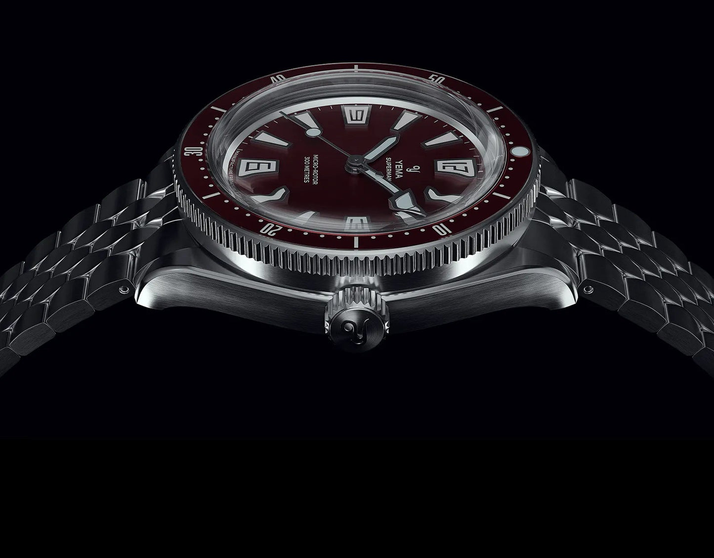 YEMA : SUPERMAN SKIN DIVER CMM.20 - CADRAN ROUGE BORDEAUX