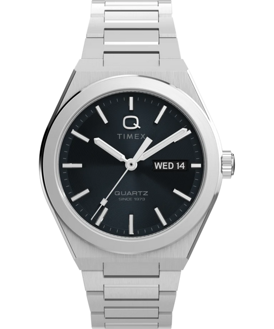 Timex : Q Timex Continental jour-date noir 39 mm, vue de face