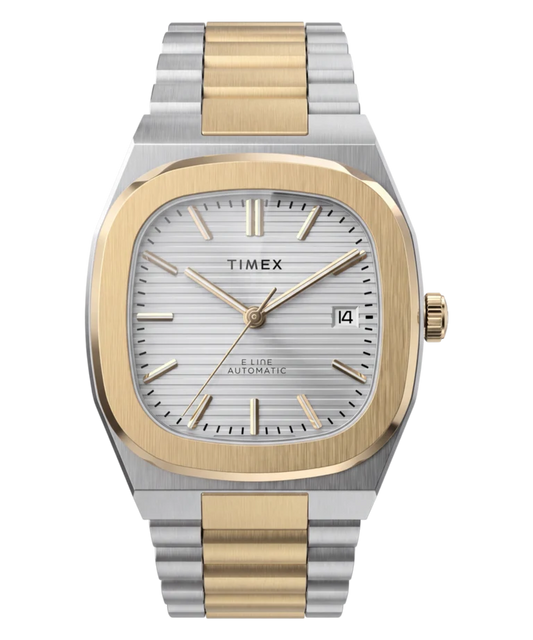 Timex : E Line automatique argenté 38 mm, vue de face