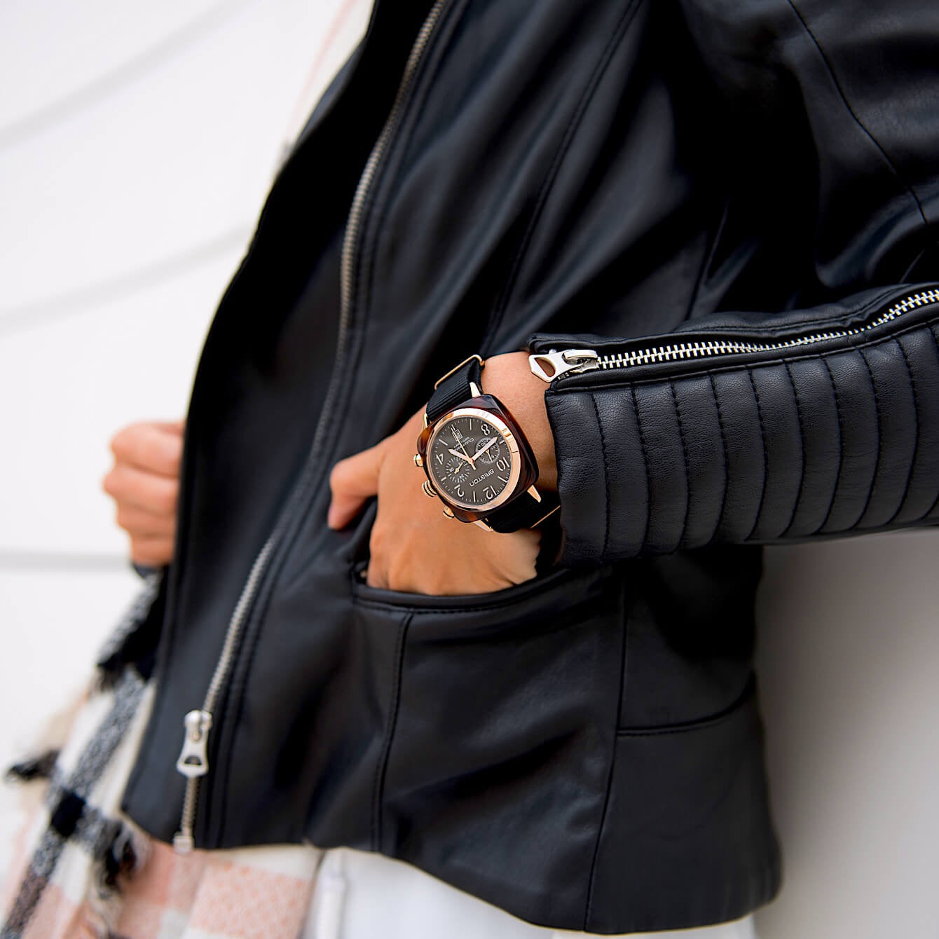 BRISTON : CLUBMASTER CLASSIC ACÉTATE GOLD ROSE – NOIR