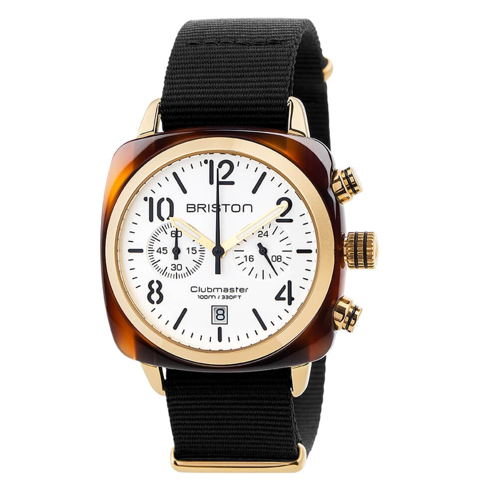 BRISTON: CLUBMASTER CLASSIC ACETATO ORO – BLANCO