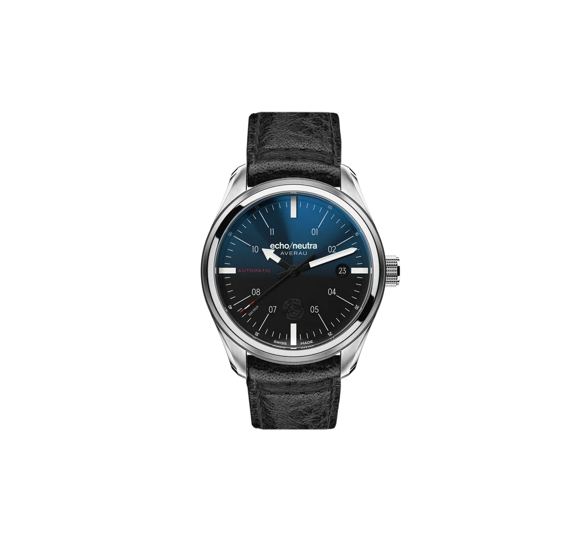 Montre Echo/Neutra : Averau 39 3H Bleu Dégradé — bracelet cuir de buffle noir