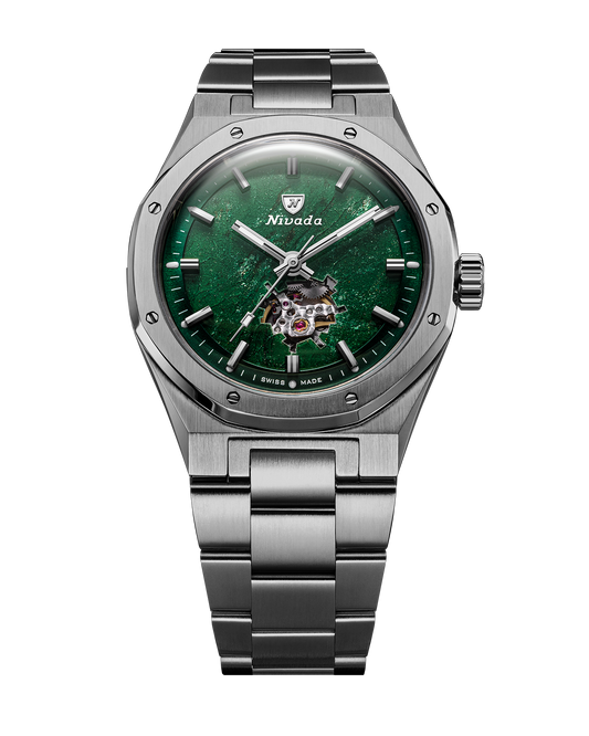 Nivada F77 Aventurine verte bracelet titane