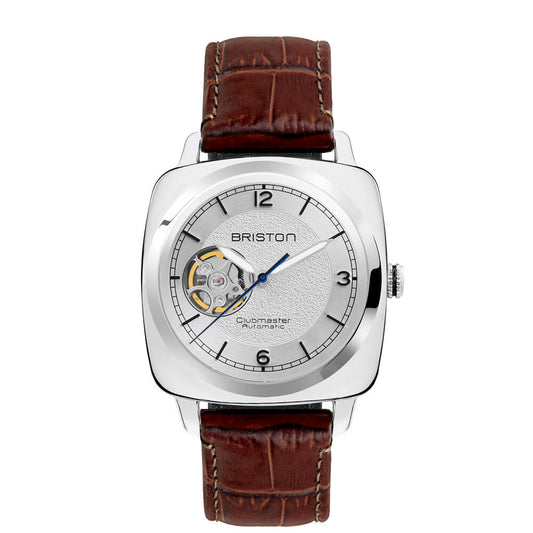MONTRE BRISTON : CLUBMASTER LEGEND CLASSIC COEUR OUVERT ACIER & BLANC 25739.PS.L.2.LABR