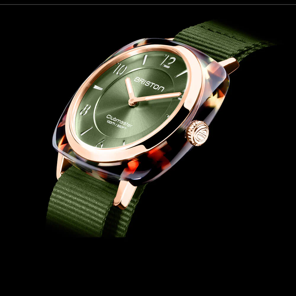 RELOJ BRISTON: CLUBMASTER CHIC ACETATO – VERDE OLIVA