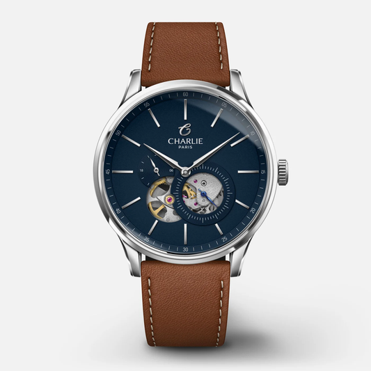 CHARLIE PARIS : INITIAL AUTOMATIQUE CŒUR OUVERT BLEU