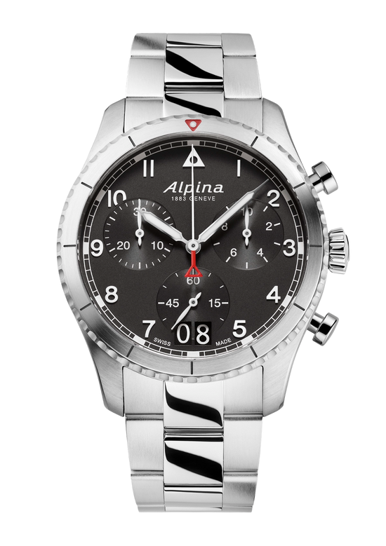 ALPINA : STARTIMER PILOT QUARTZ CHRONOGRAPHE BIG DATE - NOIR