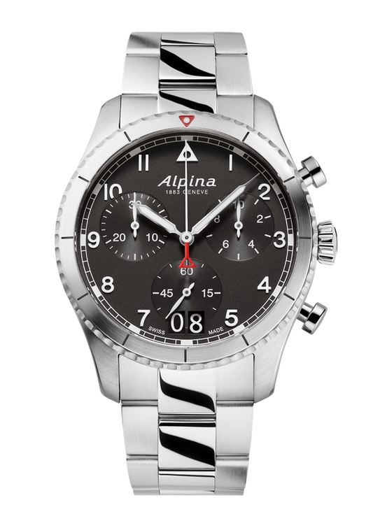 ALPINA : STARTIMER PILOT QUARTZ CHRONOGRAPHE BIG DATE - NOIR