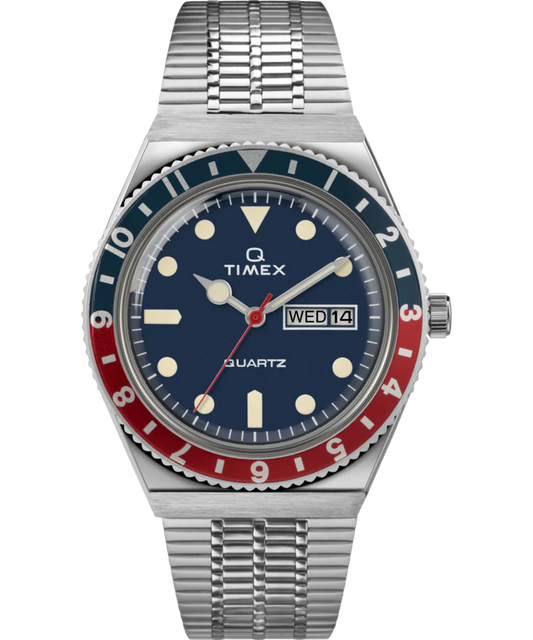 Timex : Q Timex 1979 Reissue bleu 38 mm, vue de face