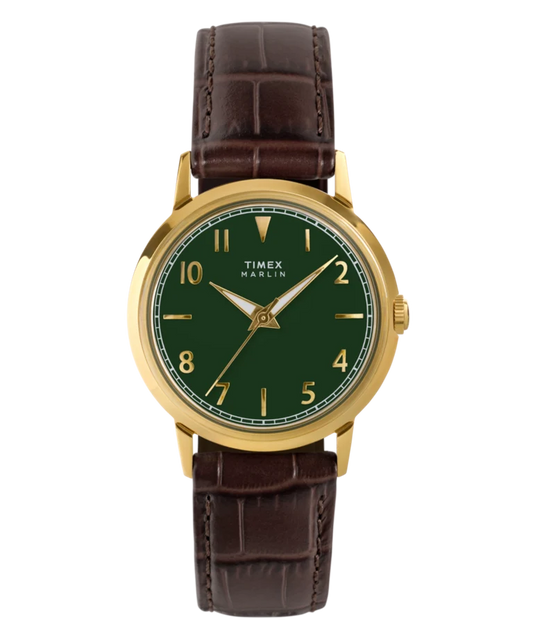 Timex : Marlin quartz vert 34 mm, vue de face