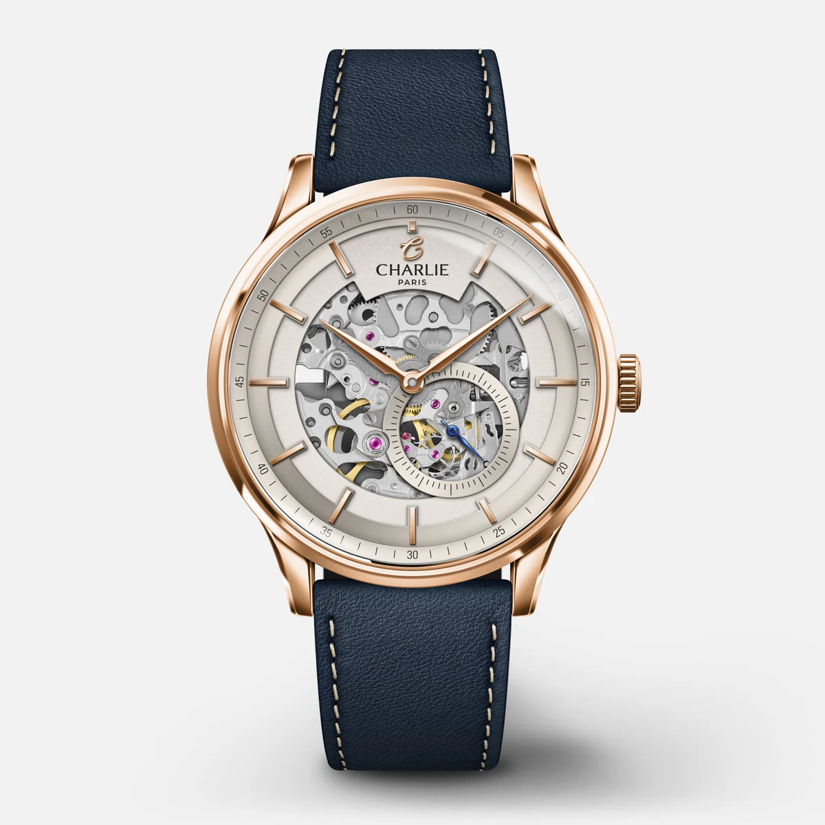 CHARLIE PARIS : INITIAL - AUTOMATIQUE SQUELETTE - DORÉ ROSE
